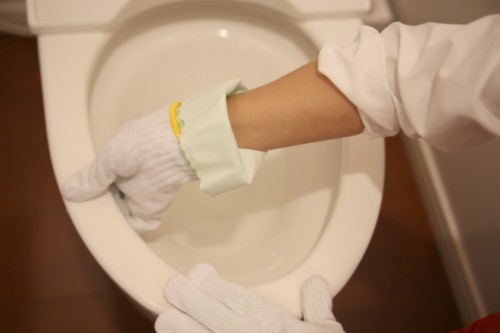 軍手ぞうきんならトイレのふちもキレイに掃除できます
