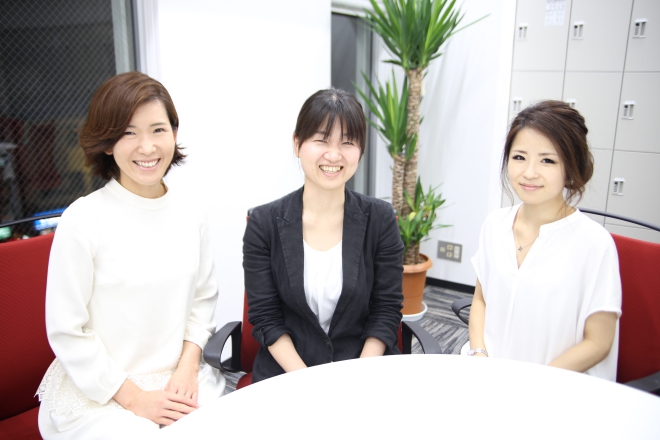 話を伺った（左から）田中雅代さん、越野佳代さん、雨宮朋子さん
