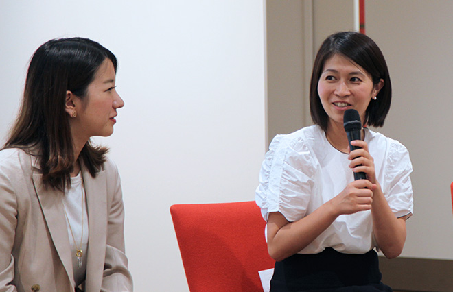 簑田さん（左）と谷村さん（右）