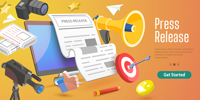 3d,Conceptual,Illustration,Of,Internet,Press,Release,,News,Service,,Digital