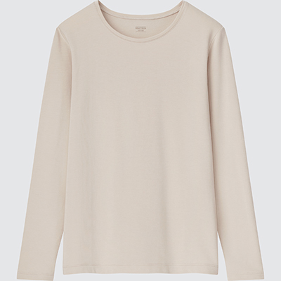 ヒートテックコットン クルーネックTシャツ1,500円／ユニクロ